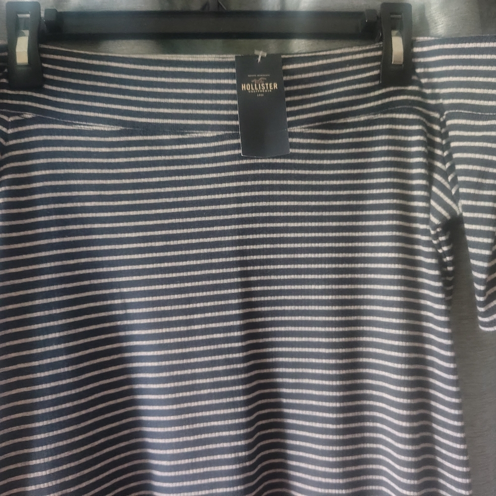 Hollister Dress Navy Blue Striped